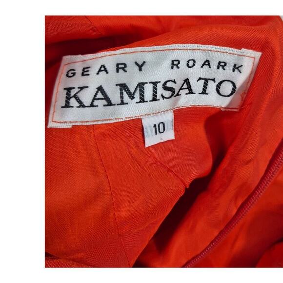 VTG Kamisato Geary Roark Mini Backless Dress Orange Linen Blend Fully Lined 10 - Picture 4 of 5